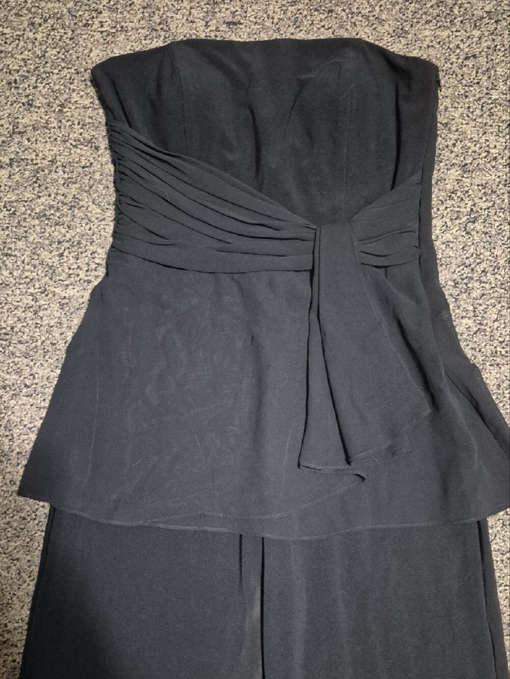 White House Black Market Black Strapless Wide-Leg Jumpsuit with Peplum - Picture 3 of 7